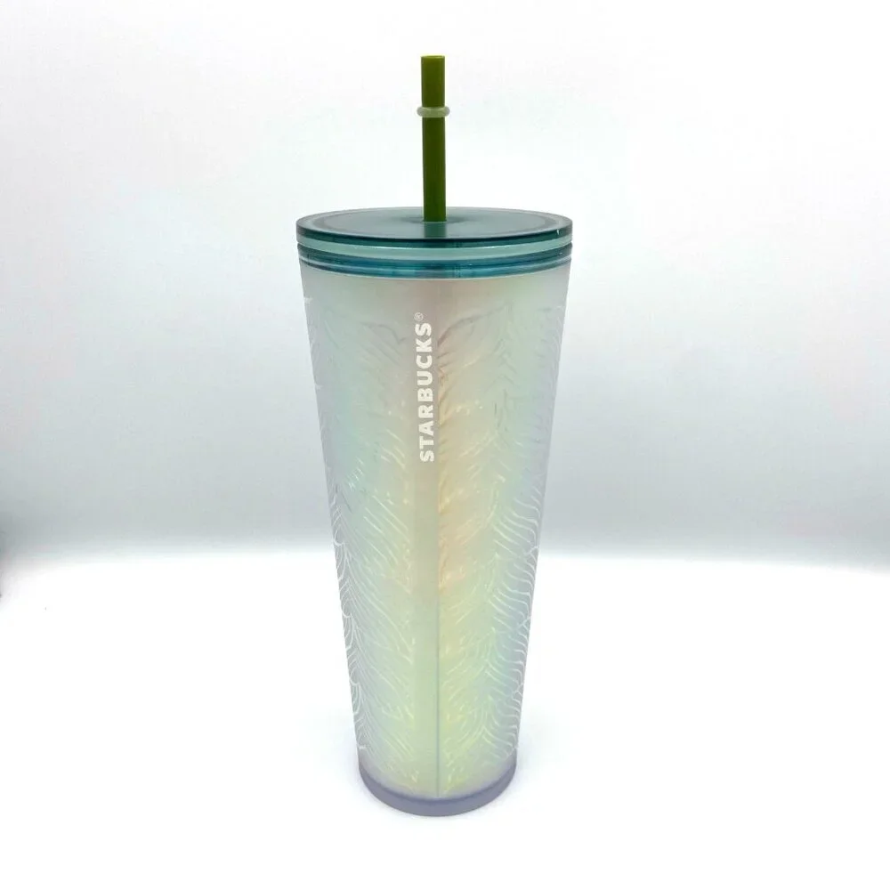 Starbucks Frosted Sirens Mermaid Tail Green Iridescent 24oz‎ Cold Cup